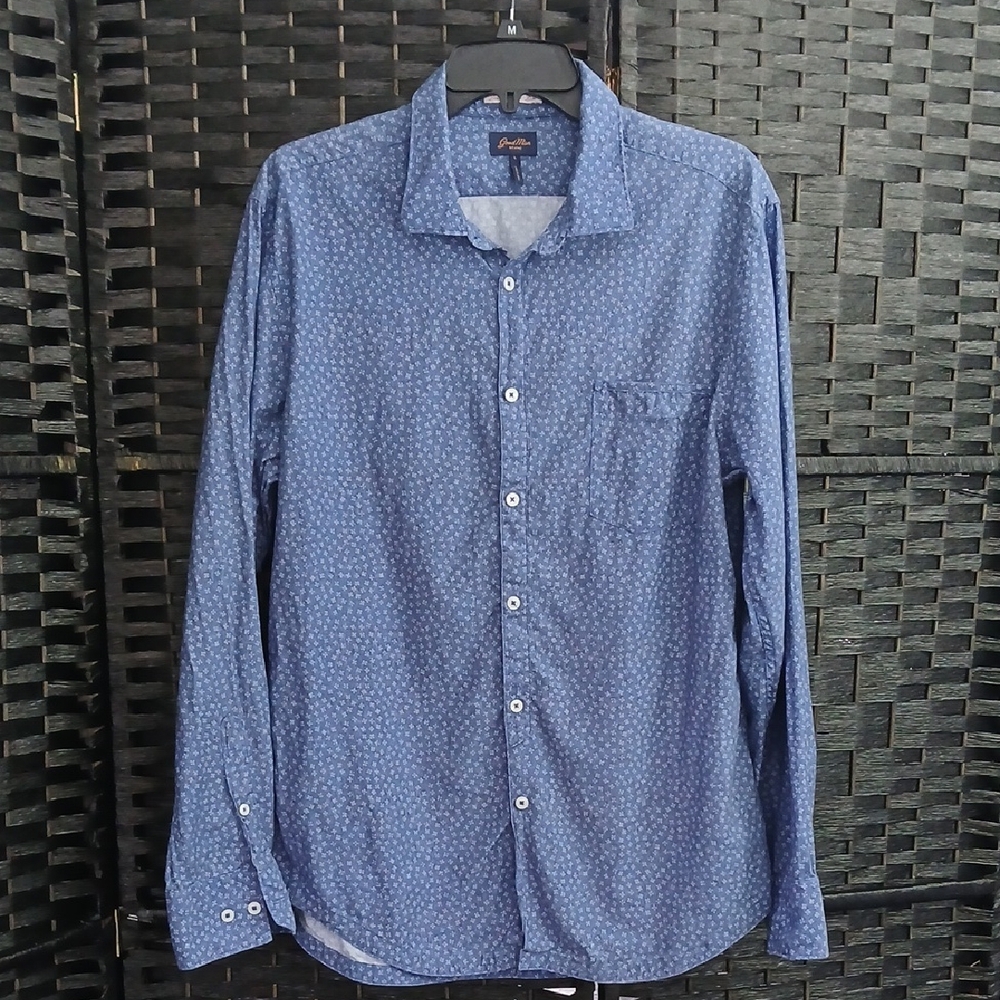 Good Man Brand Men's Blue Patterned Button Down Shirt SZ L